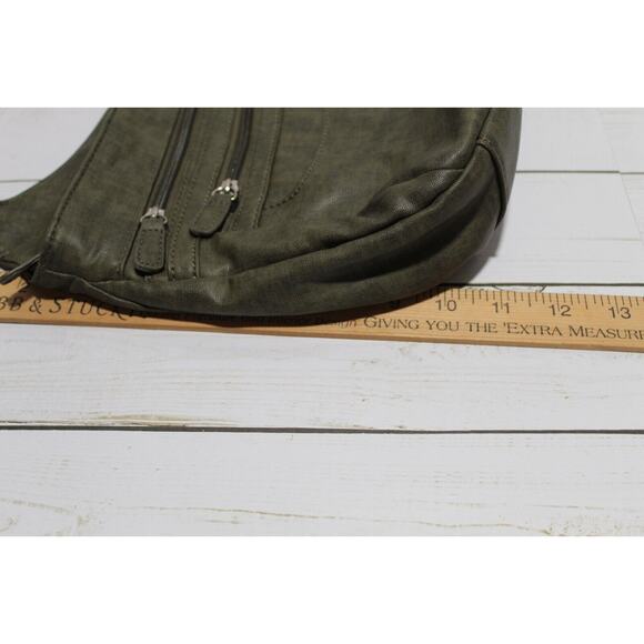 MultiSac Crossbody Purse Green Faux Leather Adjustable Strap Pockets Zippers - Picture 13 of 16